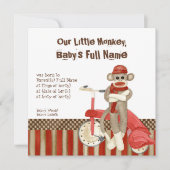 Sock Monkey, Tricycle, Jongen Aankondiging (Voorkant)