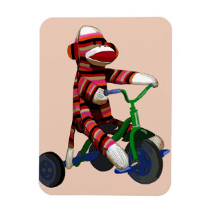Sock Monkey Tricycle Magneet