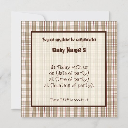 Sock Monkey, Uitnodiging voor verjaardagsfeestje (Achterkant)