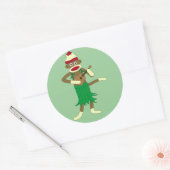Sock Monkey Ukulele Ronde Sticker (Envelop)