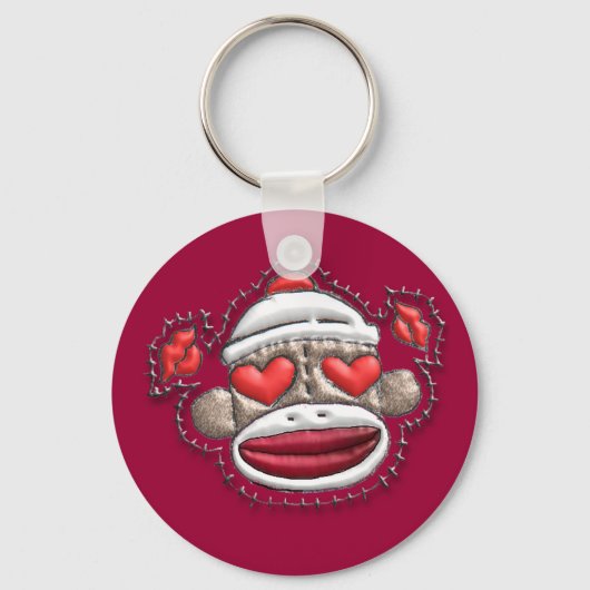 Sock Monkey Valentijn Merchandise Sleutelhanger (Voorkant)