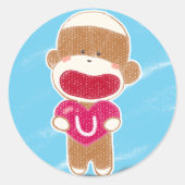Sock Monkey Valentijn Sticker (Voorkant)