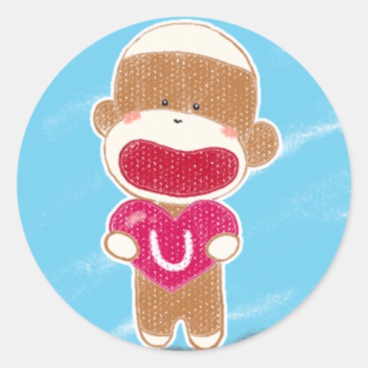 Sock Monkey Valentijn Sticker (Voorkant)