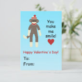 Sock Monkey-Valentijnsdag voor kinderen Kaart (Staand voorkant)