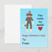 Sock Monkey-Valentijnsdag voor kinderen Kaart (Voorkant / Achterkant)