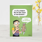 Sock Monkey Verjaardag Groet Kaart (Gele Bloem)