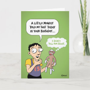 Sock Monkey Verjaardag Groet Kaart
