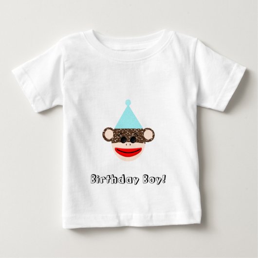 Sock Monkey Verjaardag Jongen T-shirt (Voorkant)