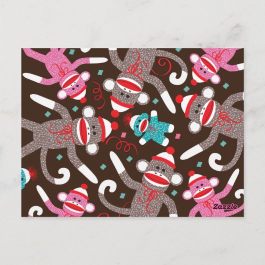 Sock Monkey Verjaardag Party Banner 3e Briefkaart (Achterkant)