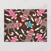 Sock Monkey Verjaardag Party Banner "A" Briefkaart (Achterkant)