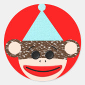 Sock Monkey Verjaardag Sticker (Voorkant)