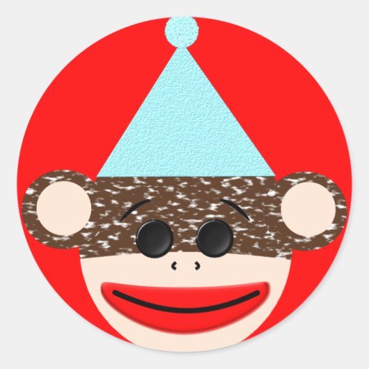 Sock Monkey Verjaardag Sticker (Voorkant)