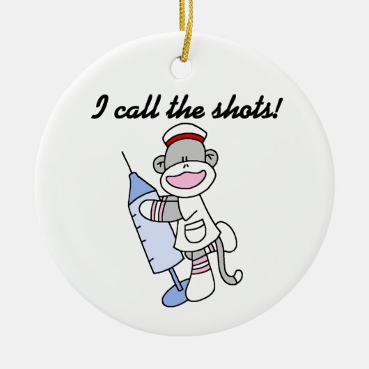 Sock Monkey verpleegster ik noem de cadeautjes Keramisch Ornament (Voorkant)
