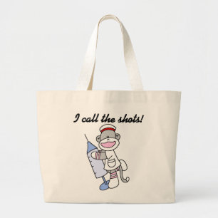 Sock Monkey verpleegster ik noem de showcadeautjes Grote Tote Bag