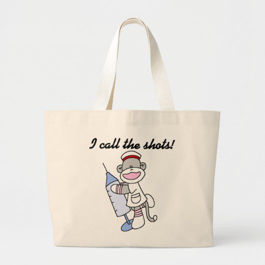 Sock Monkey verpleegster ik noem de showcadeautjes Grote Tote Bag (Voorkant)