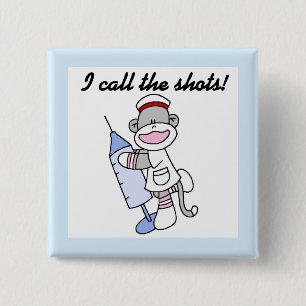 Sock Monkey verpleegster ik noem de showcadeautjes Vierkante Button 5,1 Cm