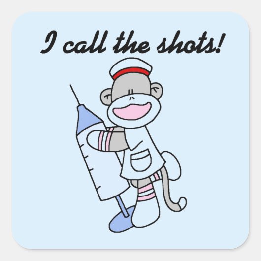 Sock Monkey verpleegster ik noem de showcadeautjes Vierkante Sticker (Voorkant)