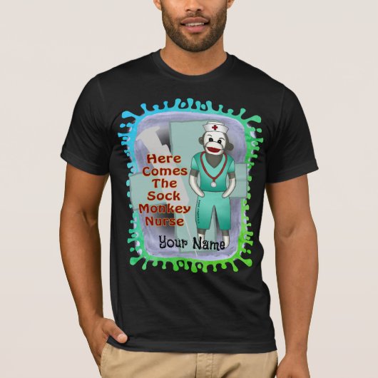 Sock Monkey verpleegster T-shirt (Voorkant)