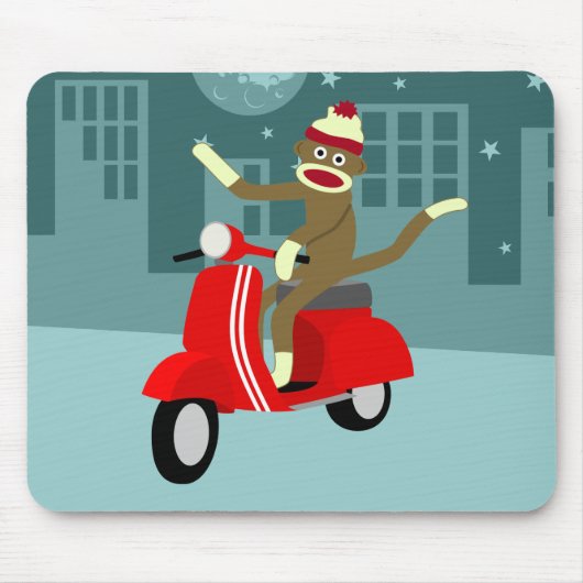 Sock Monkey Vespa Scooter Muismat (Voorkant)