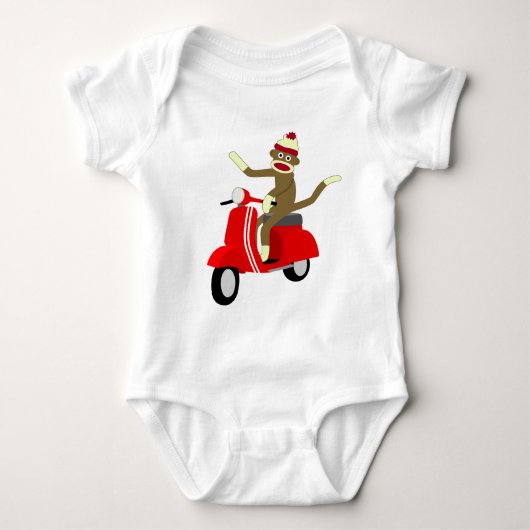 Sock Monkey Vespa Scooter Romper (Voorkant)