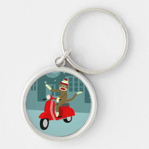 Sock Monkey Vespa Scooter Sleutelhanger