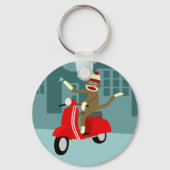 Sock Monkey Vespa Scooter Sleutelhanger (Voorkant)