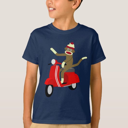 Sock Monkey Vespa Scooter T-shirt (Voorkant)