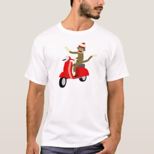 Sock Monkey Vespa Scooter T-shirt