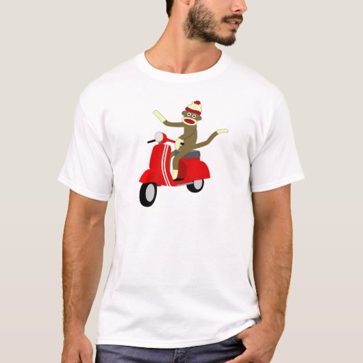 Sock Monkey Vespa Scooter T-shirt (Voorkant)