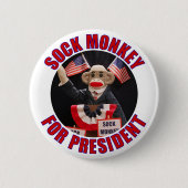 Sock Monkey voor President Button (Voorkant)