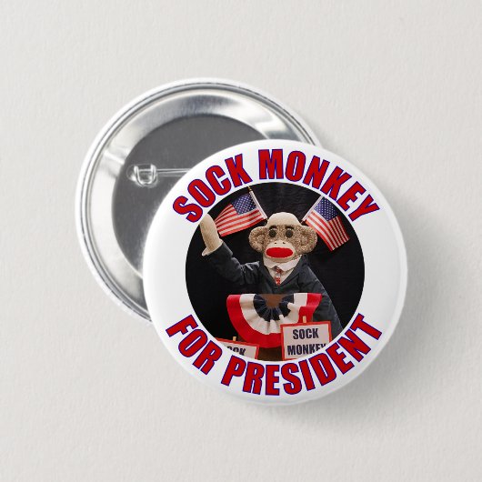 Sock Monkey voor President Button (Voorkant /achterkant)