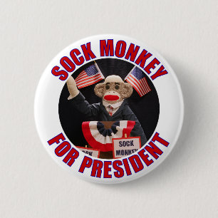 Sock Monkey voor President Button