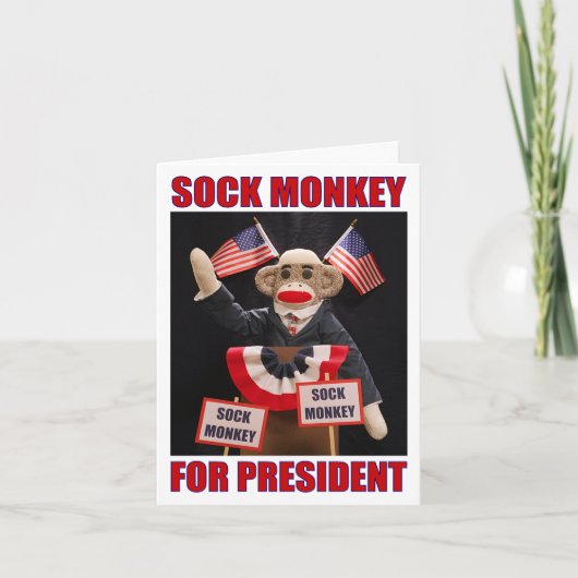 Sock Monkey voor President Note Kaart (Voorkant)
