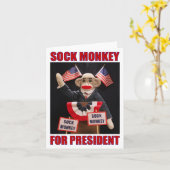 Sock Monkey voor President Note Kaart (Gele Bloem)