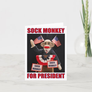Sock Monkey voor President Note Kaart
