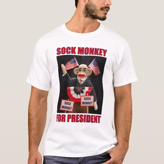 Sock Monkey voor President T-Shirt (Voorkant)