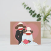 Sock Monkey Wedding (Bowty & Violet) Briefkaart (Staand voorkant)