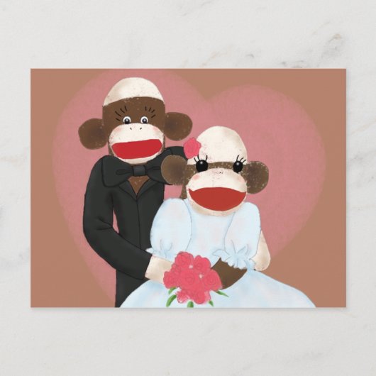 Sock Monkey Wedding (Bowty & Violet) Briefkaart (Voorkant)