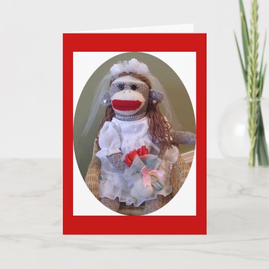 Sock Monkey Wedding Bride Kaart (Voorkant)