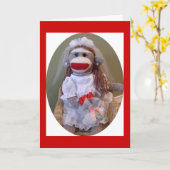Sock Monkey Wedding Bride Kaart (Gele Bloem)