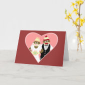 Sock Monkey Wedding Kaart (Gele Bloem)