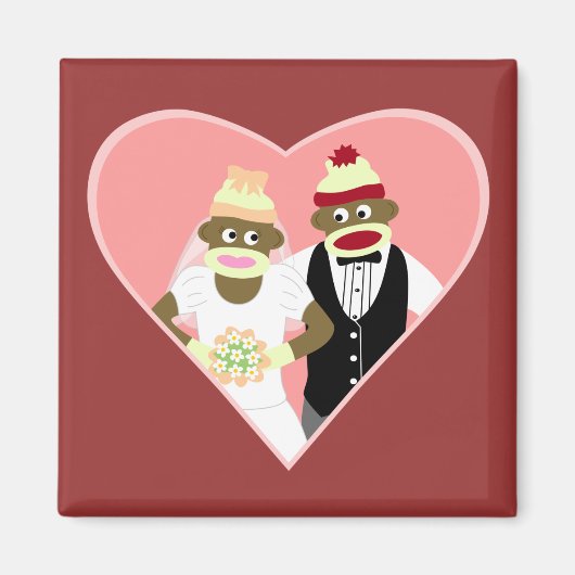 Sock Monkey Wedding Magneet (Voorkant)