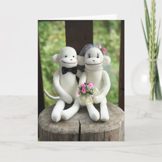 Sock Monkey Wedding (roze) Wenskaart Kaart (Voorkant)