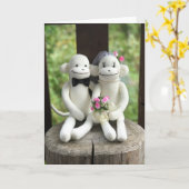 Sock Monkey Wedding (roze) Wenskaart Kaart (Gele Bloem)