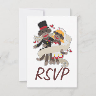 SOCK MONKEY Wedding RSVP Uitnodigingen aankondigin