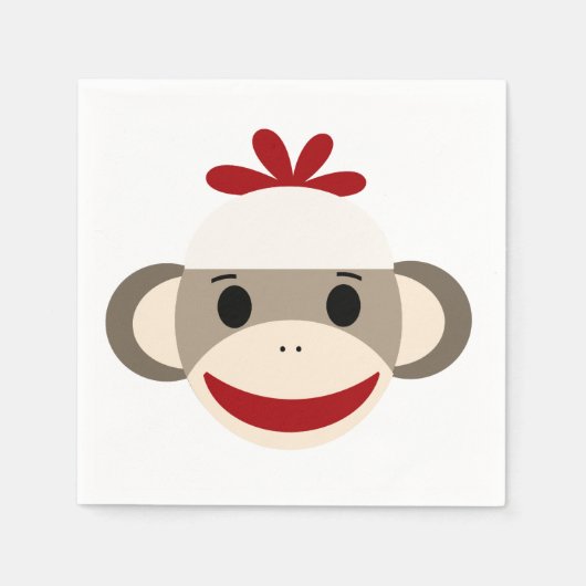 Sock Monkey White Paper servetten (Voorkant)