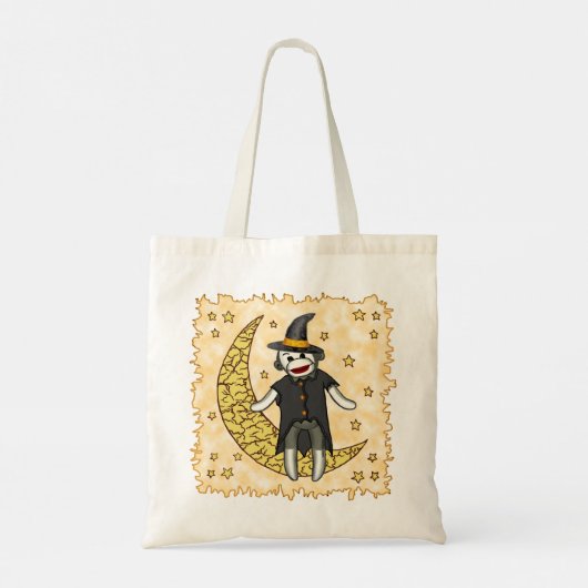 Sock Monkey Witch canvas tassen (Achterkant)