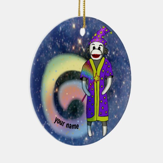 Sock Monkey Wizard-ornament Keramisch Ornament (Rechts)