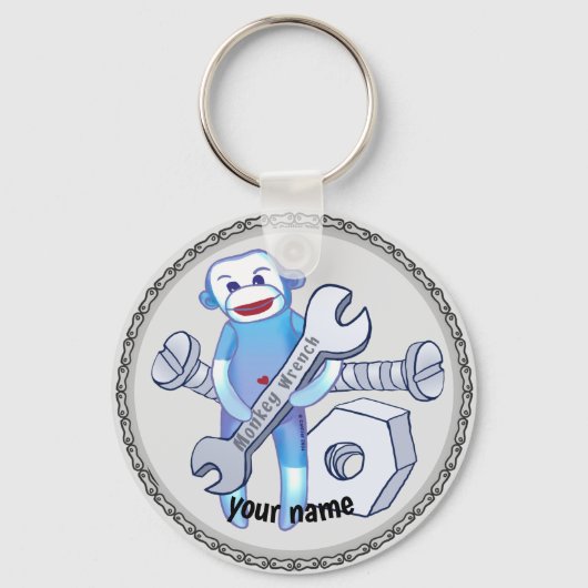 Sock Monkey Wrench mechanische sleutelhanger (Voorkant)