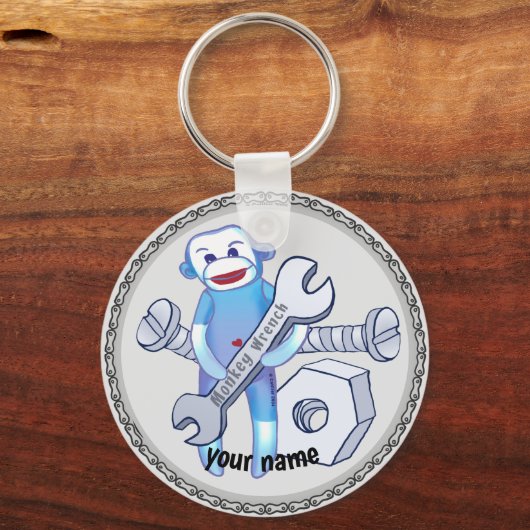 Sock Monkey Wrench mechanische sleutelhanger (Voorkant)